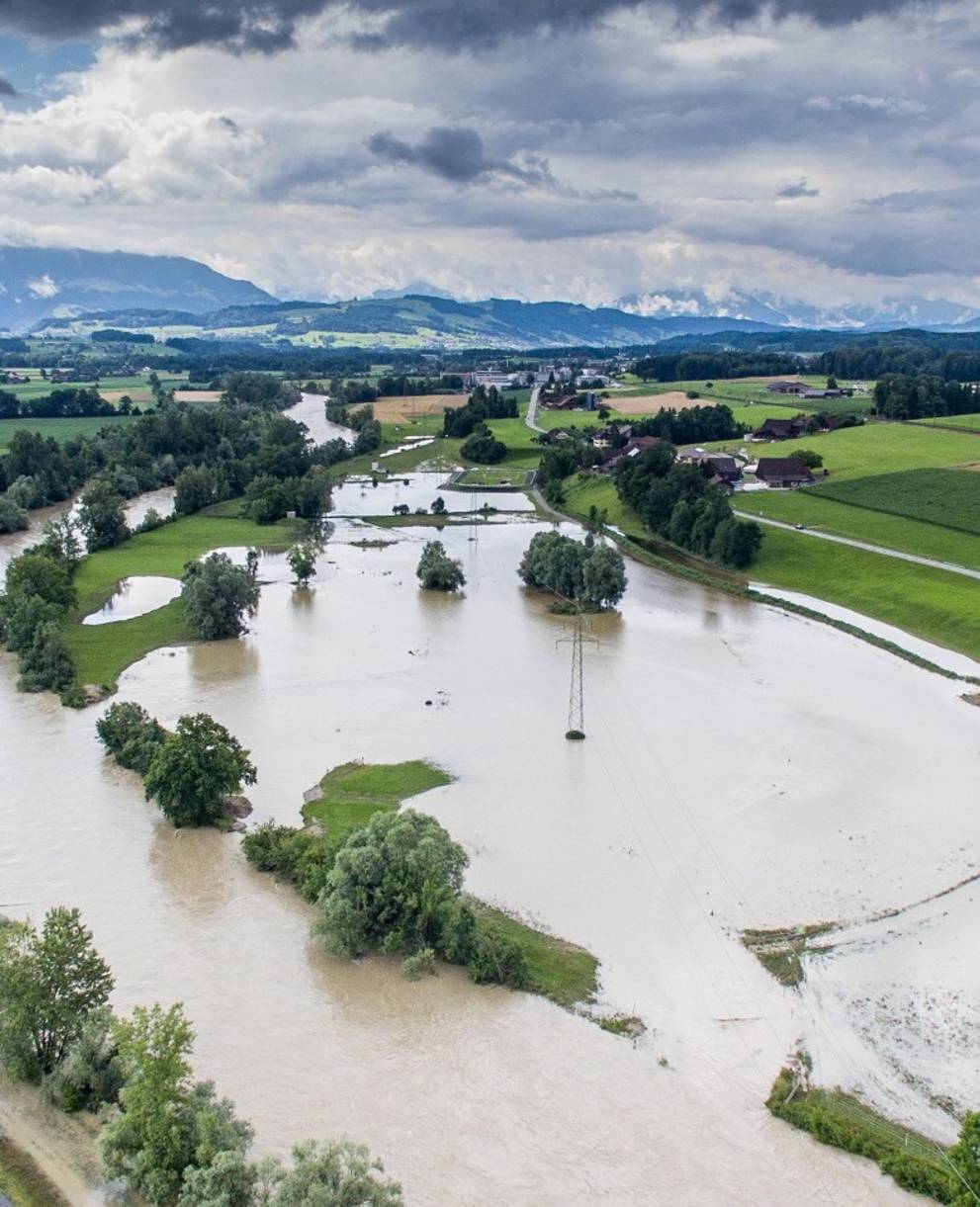 Hochwasser in der Aue Sins Reussegg